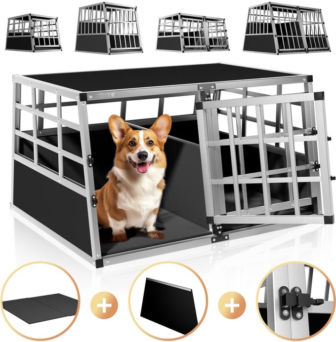 Cadoca Honden Transportbox XL – Aluminium – 89x70x51cm Afsluitbaar