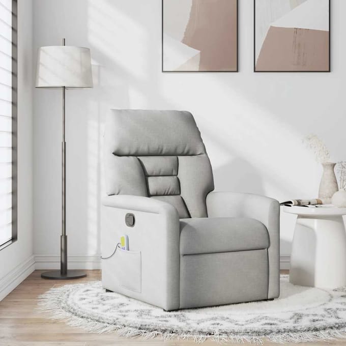vidaXL - Massagestoel - verstelbaar - stof - wolk - grijs