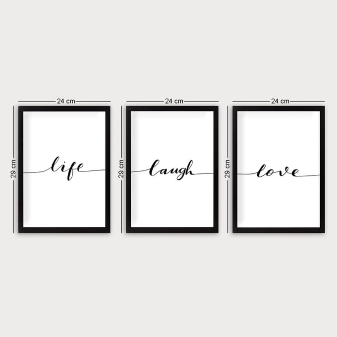 Asir - Decoratief Ingelijst Schilderij - Veelkleurig - 24 x 29 cm (3 stuks)