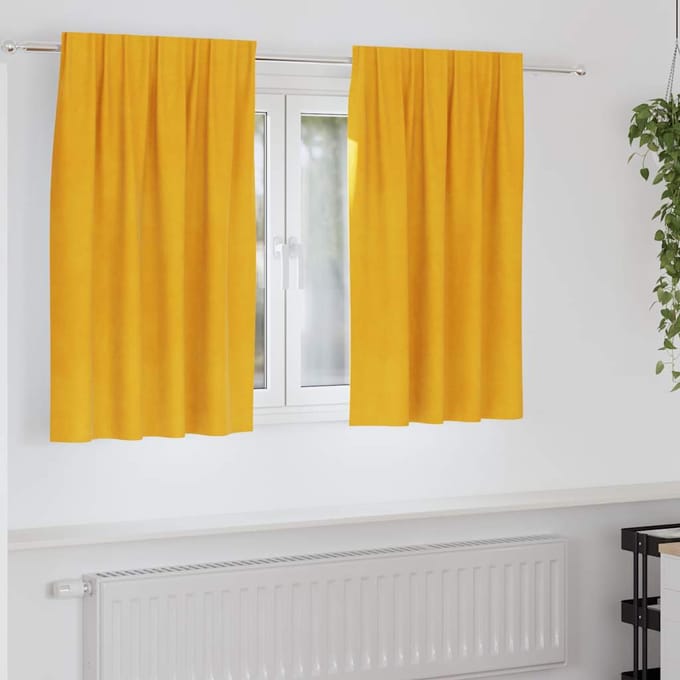 vidaXL - Gordijnen - 2 - st - Mosterdgeel - 140 - x - 140 - cm - fluweel