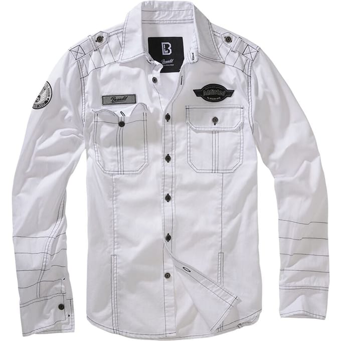 Brandit Longsleeve Luis Heren Longsleeve - wit - L