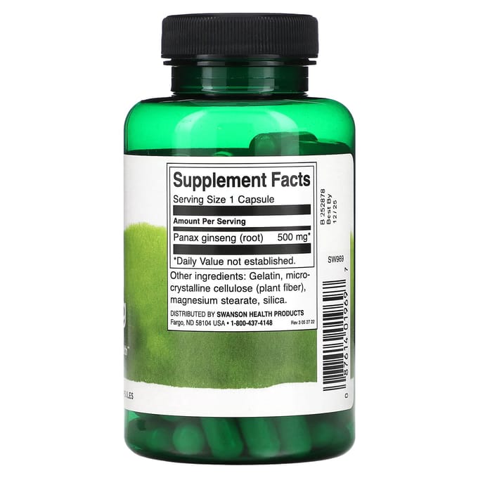 Koreaanse ginseng, 500 mg, 100 capsules