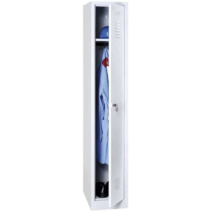 Kledinglocker, B 300 x H 1800 mm lichtgrijs (RAL 7035) draaigrendelslot