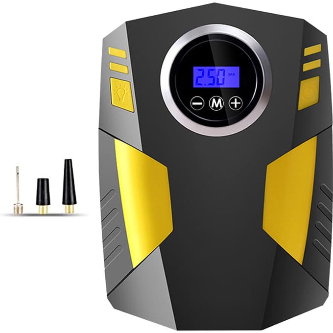 Digitale Bandenpomp 12V DC Draagbare Luchtcompressorpomp 19-cilinder 150 PSI Bandenpomp met Digital yellow