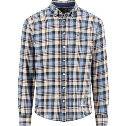 Fynch-Hatton Overhemd Multicolor Fine Flanel Check Button-Down Zand-Blauw / male