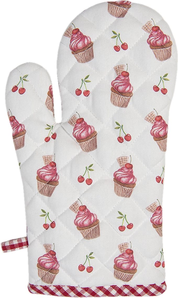 Clayre & Eef Ovenwant 18x30 cm Rood Katoen Cupcakes