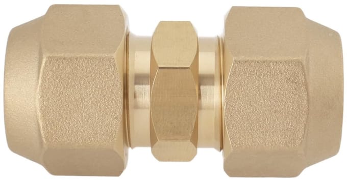 Dailygoods- Flared Union Connector 5/8 inch - Messing Aansluitpoort - Koelmiddel Koppeling - Airconditioning - 1 Stuk - Lengte 58,7 mm