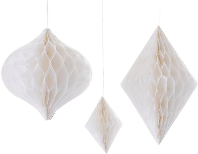 Ginger Ray - Witte Honingraat Papieren Hangdecoraties - 3 stuks