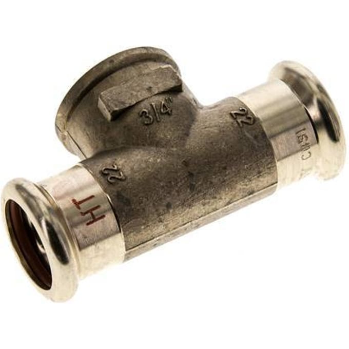 Tee Press Fitting - 22mm & Rp 3/4'' Persmof - Koperlegering