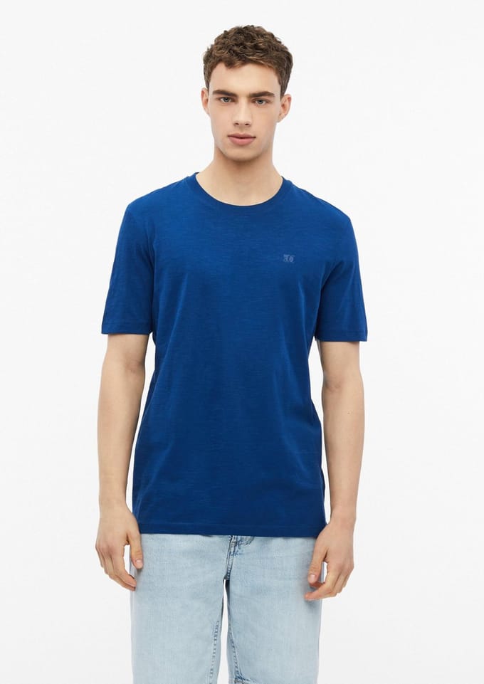 s.Oliver - male - T-shirt in vlamgarenstructuur met logodetail