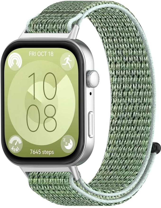 By Qubix - Sport loop nylon bandje - Groen - geschikt voor Huawei Watch Fit 5 / 4 / 3