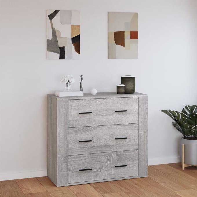 vidaXL - Dressoir - 80x33x70 - cm - bewerkt - hout - grijs - sonoma - eikenkleurig