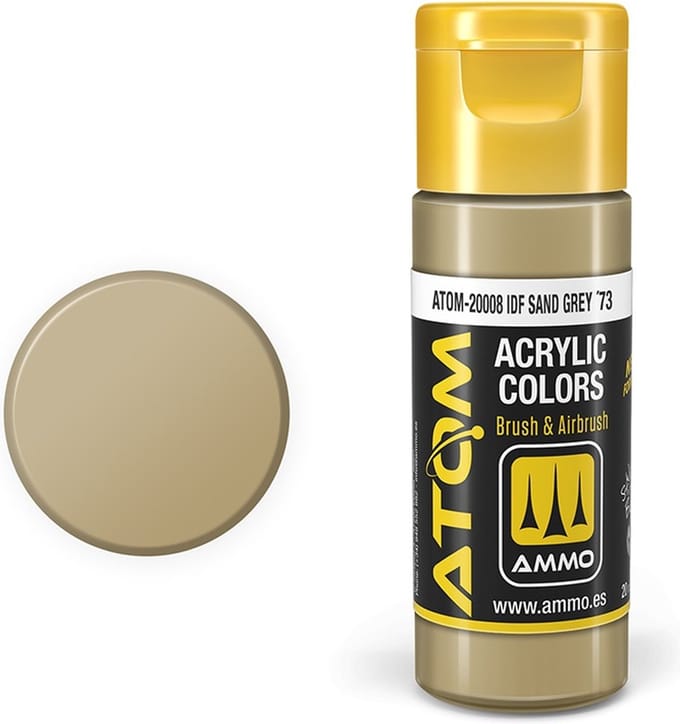 AMMO by Mig Jimenez Hobbyverf Acrylverf - MIG 20008 ATOM - IDF Sand Grey RAL73 - Acryl - 20ml Verf flesje - 20 ml