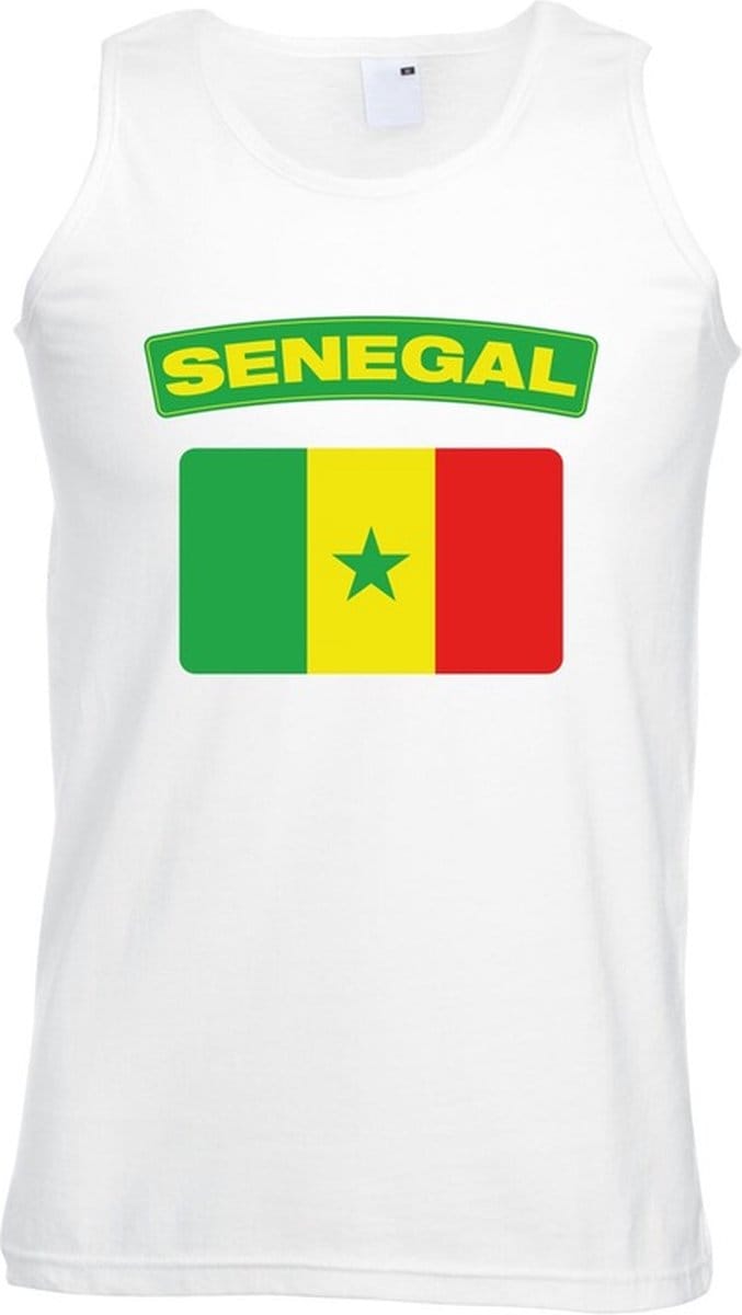 Senegal singlet shirt/ tanktop met Senegalese vlag wit heren M