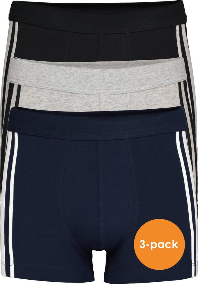 SCHIESSER 95/5 Stretch shorts (3-pack) - zwart - blauw en grijs