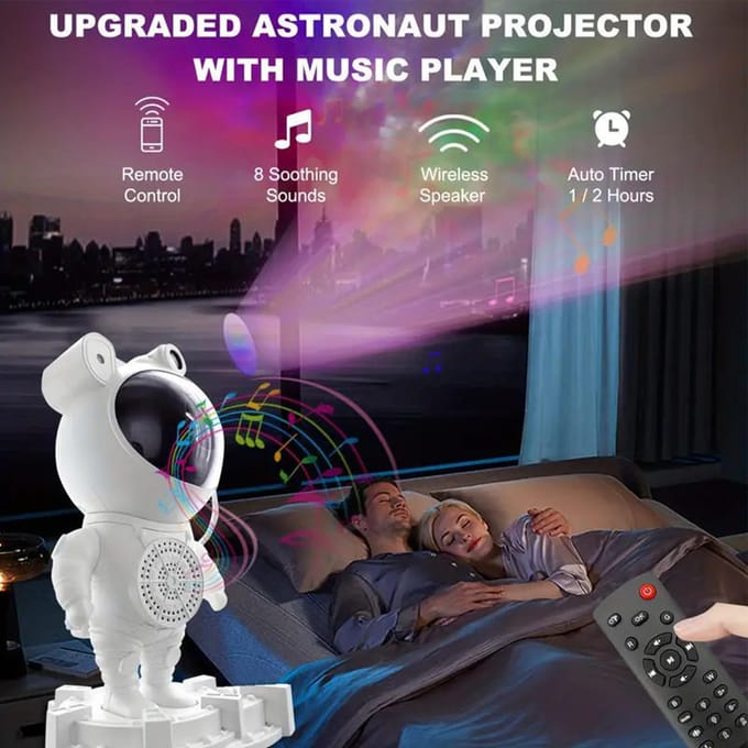 Lampe de projection de nuit étoilée Spaceman 100 - 240 V ~ 50/60 Hz 0,4 A Lampe de table à brancher avec étoiles blanc