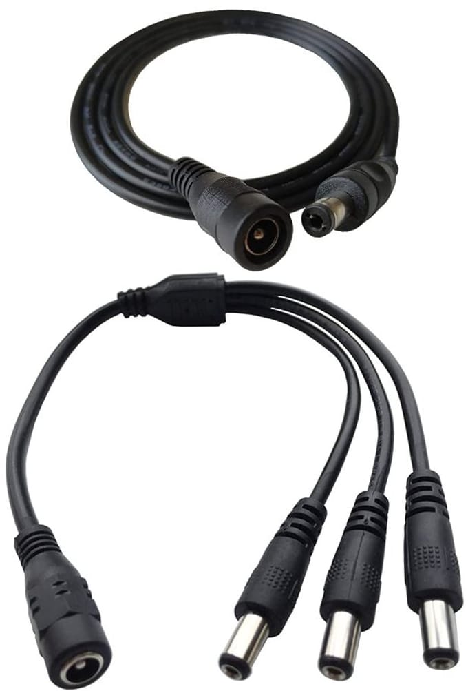 3-Weg Y Splitter Adapter Kabel voor DC 12V en 1m Verlengkabel 5.5 x 2.1mm Mannetje naar Vrouwtje