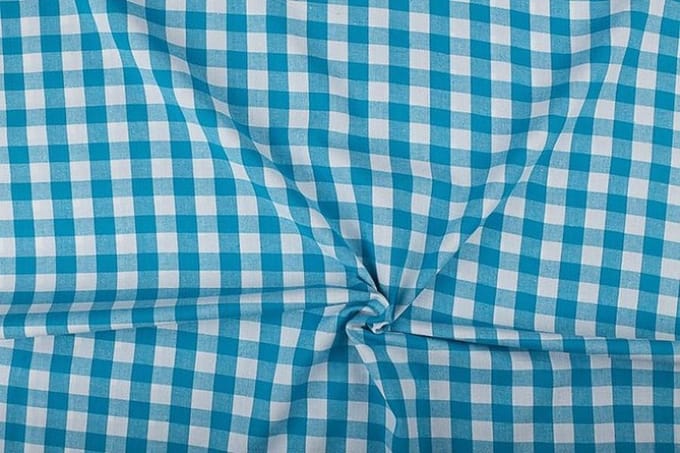Boerenbont stof - 18mm geruite stof - Waterblauw - 80 meter