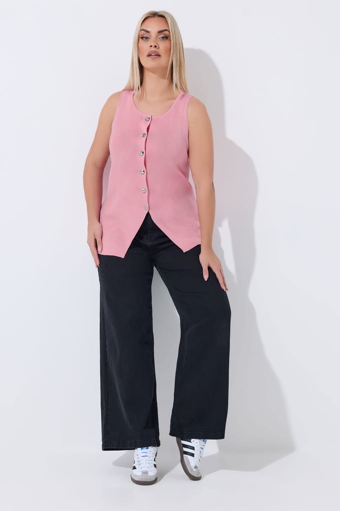 Limited Collection Roze Gebreid Gilet Size 38