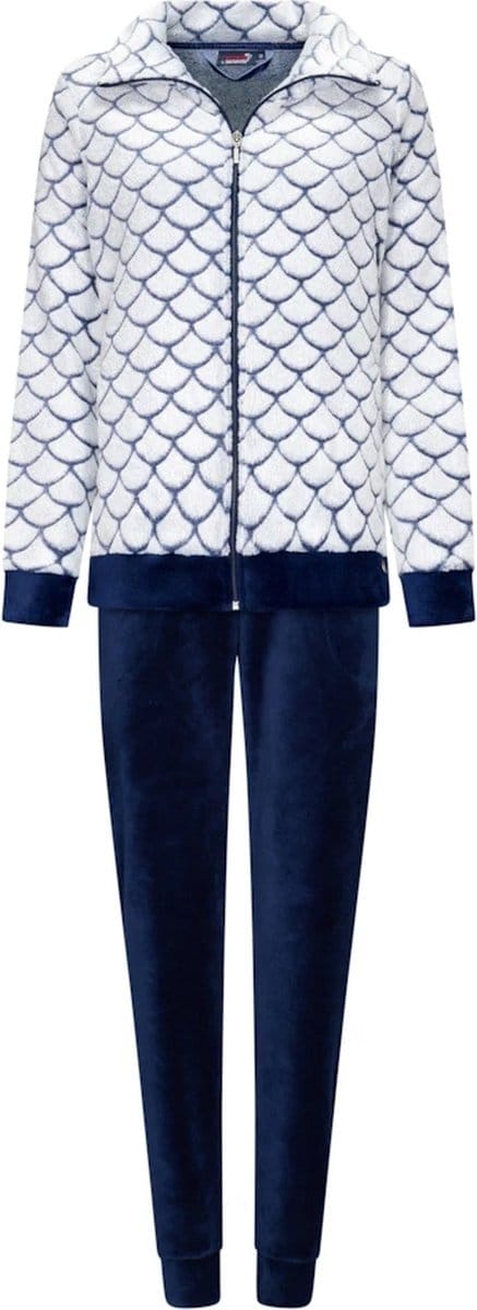 Rebelle dames huispak fleece - maat 44 - Glans waaiers - marine