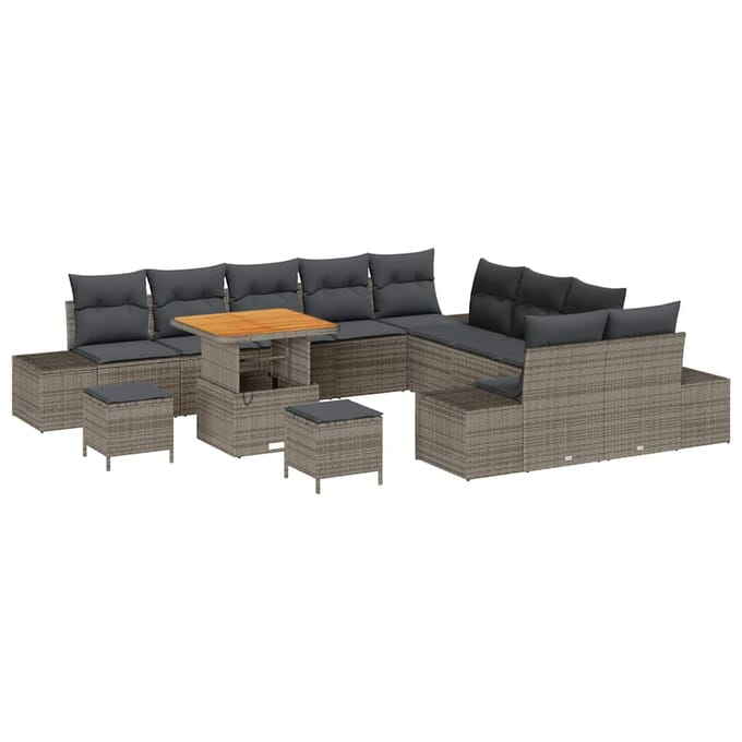 vidaXL - Tuinbank - Set - 13 - st - Grijs - poly - rattan