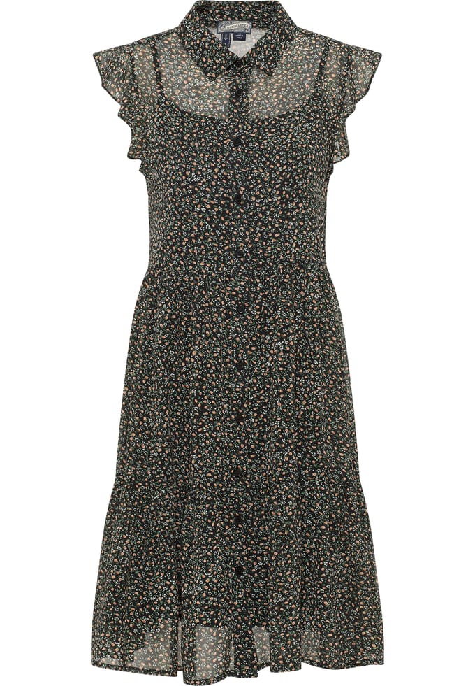 Dreimaster Blouse jurk Dames Zwart Veelkleurig