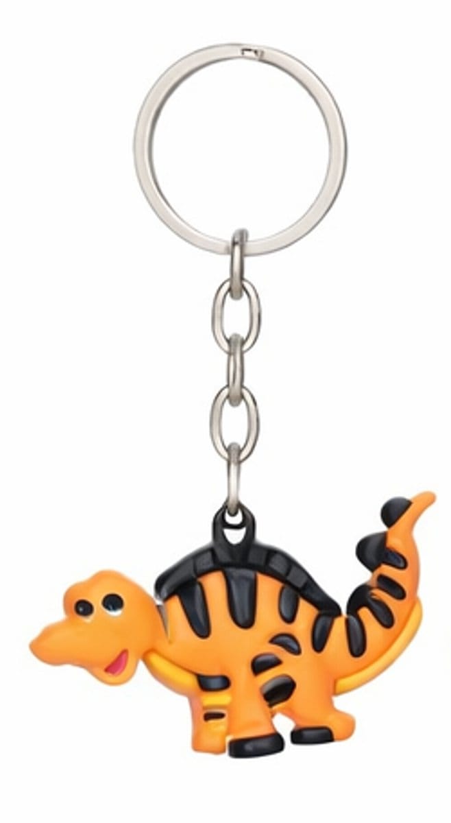 Dino Sleutelhanger 3D – Stegosaurus Oranje – Dinosaurus Tas Hanger – Sleutelbos Accessoire