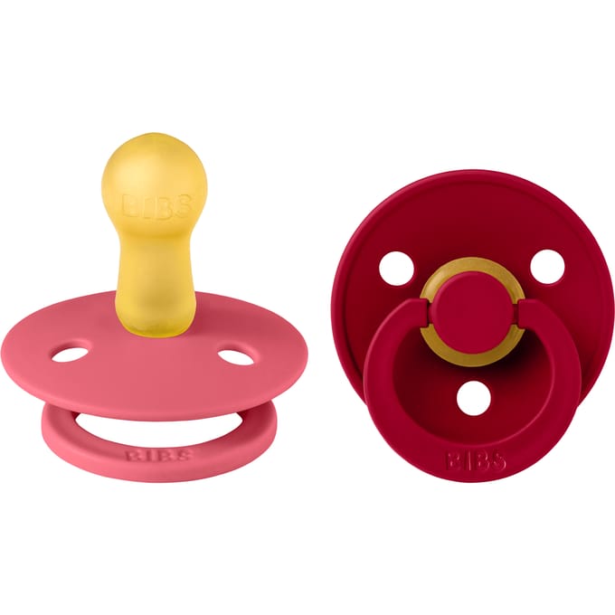 BIBS Colour Fopspeen - 6-18 mnd - 2-pack - Rond - Coral/Ruby