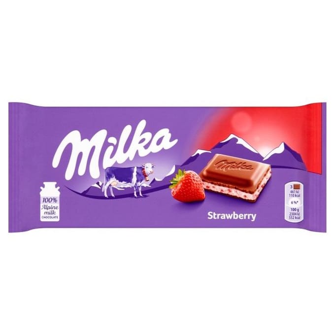 Chocolat au lait fraise Milka 100 g