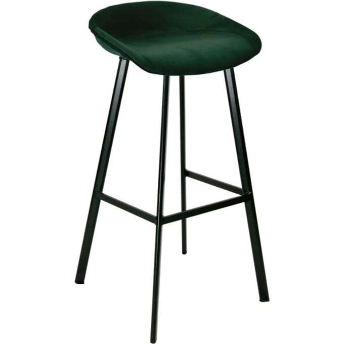KICK® FINN Barkruk Groen – Zithoogte 80 cm – Velvet – Stalen Frame