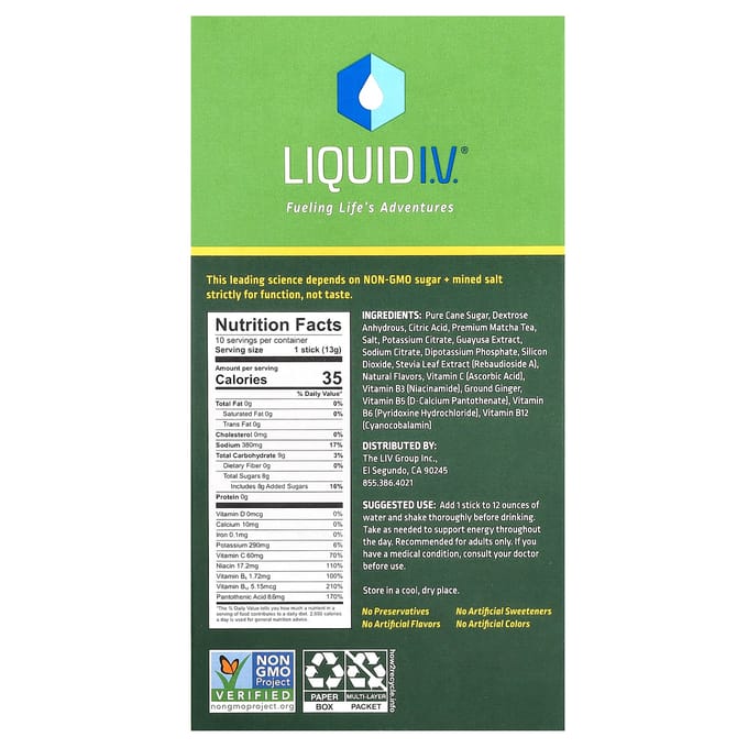 Liquid IV, Energy Multiplier, Super Energy Drink Mix, Citron Gingembre, 10 sachets, 13 g (0,45 oz) chaque