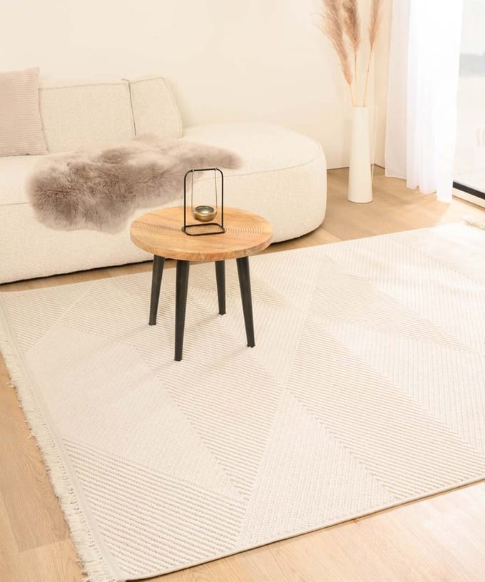 Japandi vloerkleed - Knit Zen wit 80x150