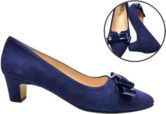 Stravers – Pump met strikje Blauw Suede Maat 44 Dames Grote Maten Pumps
