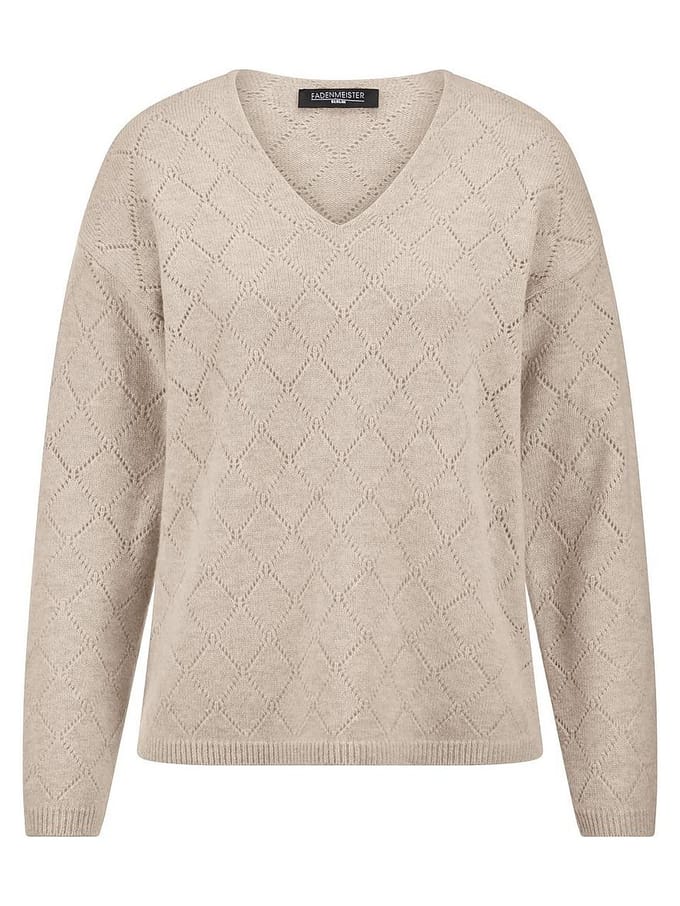 V-hals trui Van Fadenmeister Berlin beige