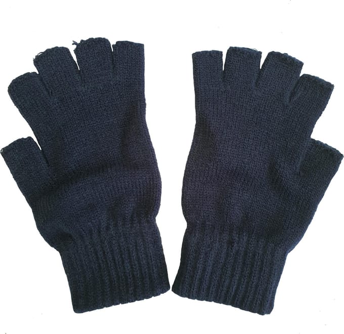 Vingerloze thermo handschoenen kleur blauw van acryl maat M L