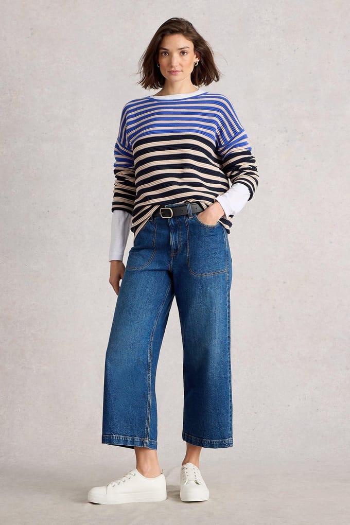 White Stuff Jana Stripe Jumper Blue Multi Größe: 8 | Pullover Outlet | Damen | Blau