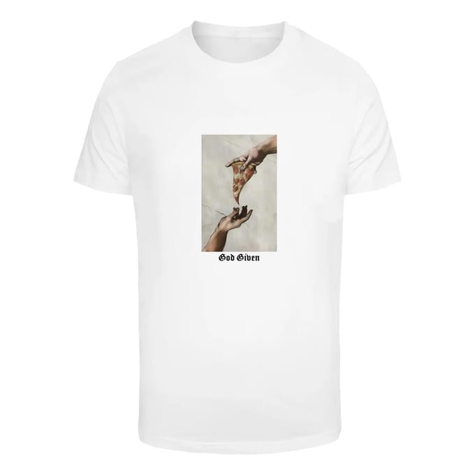 Mister Tee - God Given Pizza Heren Tshirt - 4XL - Wit