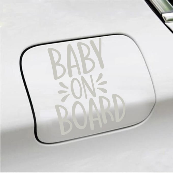 Bumpersticker - Baby On Board - 13 X 10 - Zilver