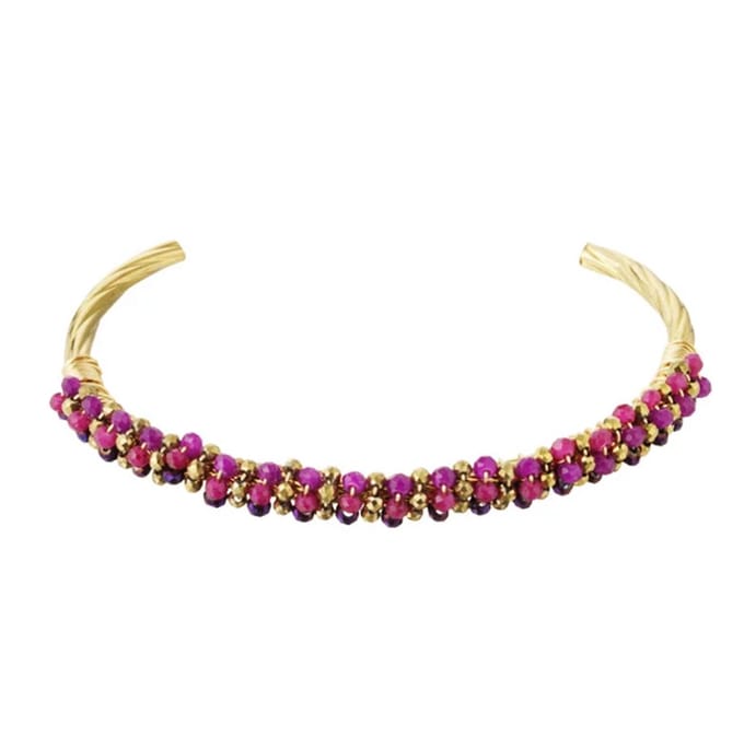 Yehwang Armband Fiesta goud fuchsia