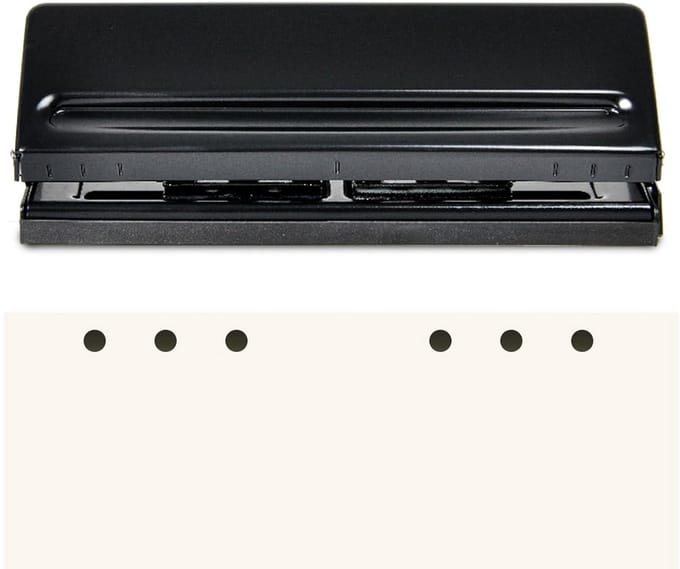 Verstelbare 6-gaats pons voor papier A4 tot B5 - Metalen perforator