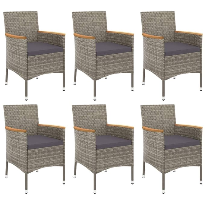 vidaXL - 7-delige - Tuinset - met - kussens - poly - rattan - grijs