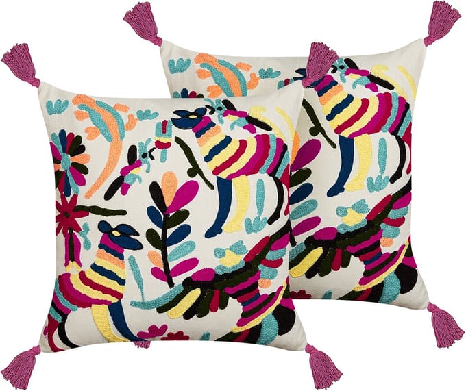 RAIGANJ - Sierkussen set van 2 - Multicolor - 50 x 50 cm - Katoen
