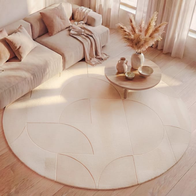 FRAAI Rond Scandinavisch vloerkleed - Charm Circles Beige - Ø 230cm
