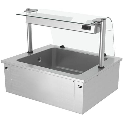 GGM Gastro Einbau Eiswanne - 800mm - 2x GN 1/1 - 90 Liter - mit Glas-Hustenschutz Zilver