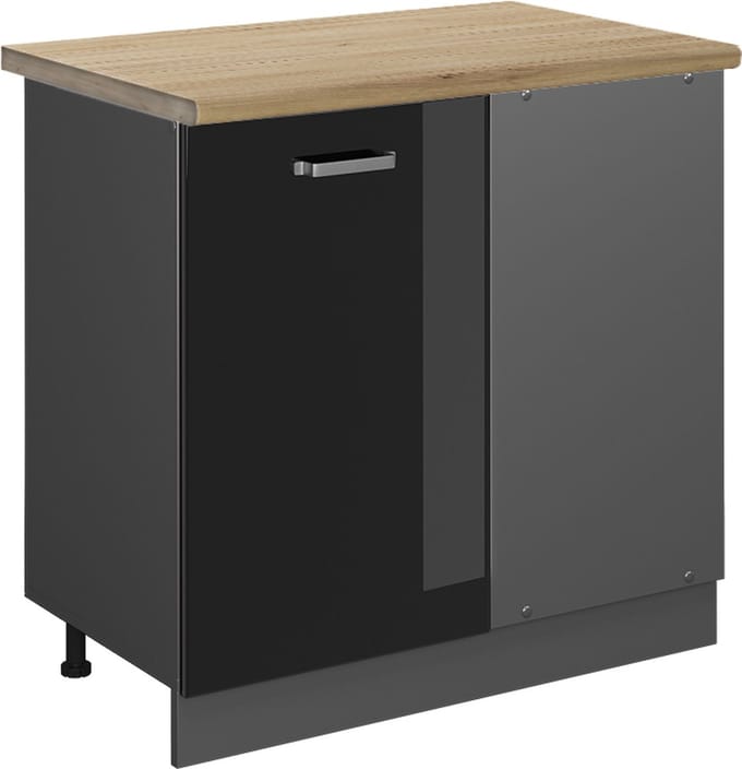 Vicco R-Line Hoekkast – 86 cm, WB Eik Zwart hoogglans