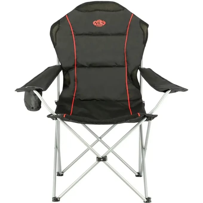 Nils Camp NC3080 Campingstoel Zwart/Rood - Comfort & Draagbaar