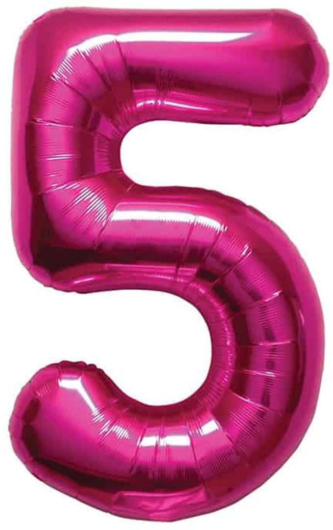 Folat - Folieballon Cijfer 5 Magenta - 86 cm
