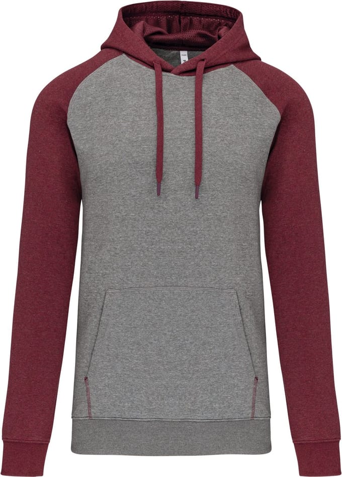 PROACT® Tweekleurige sweater met capuchon volwassene PA369 - Grey Heather / Wine Heather - L