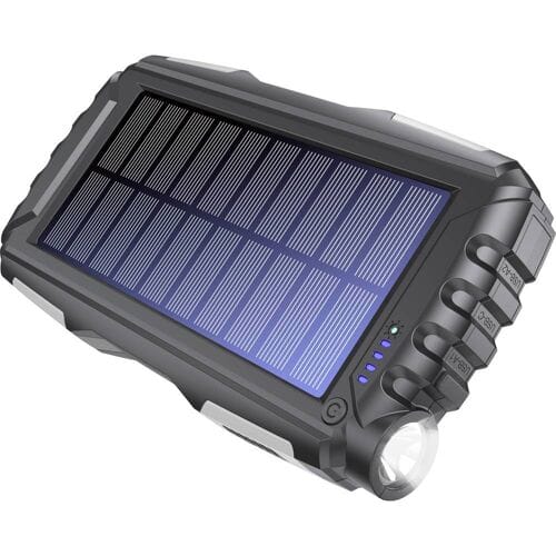Denver PSO-20010 MK2 Solar-powerbank 20000 mAh USB-C Antraciet Zaklamp, Statusweergave