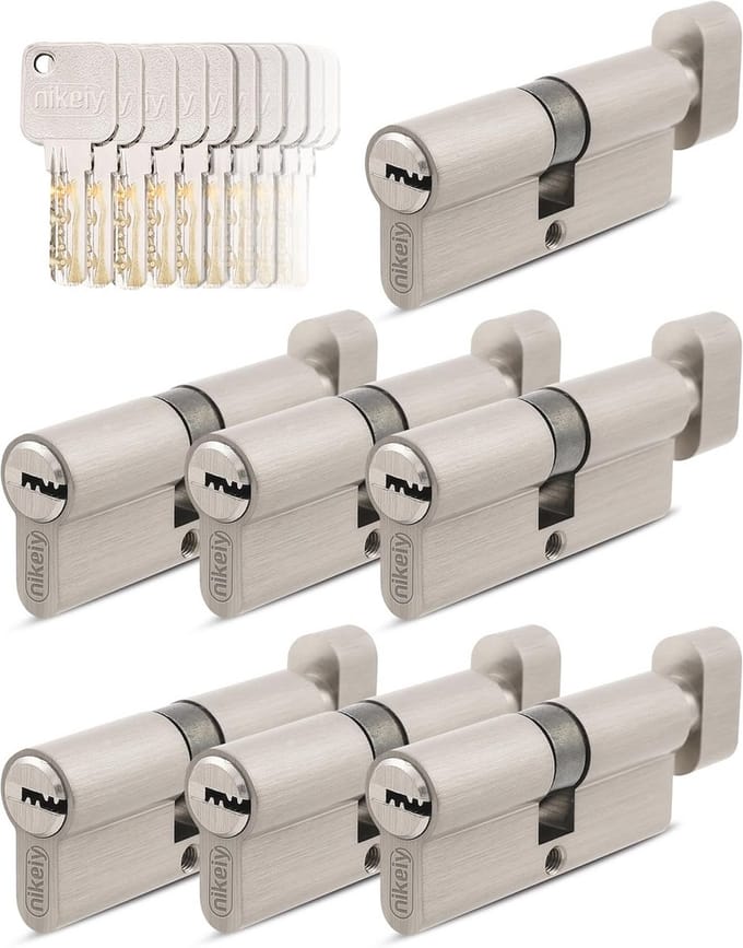 Slotcilinder set - Deurslot cilinders - Toegangsbeheer - Gelijk sluitend - 70mm 35/35 - Mat messing
